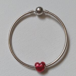 Pandora bangle bracelet with heart charm